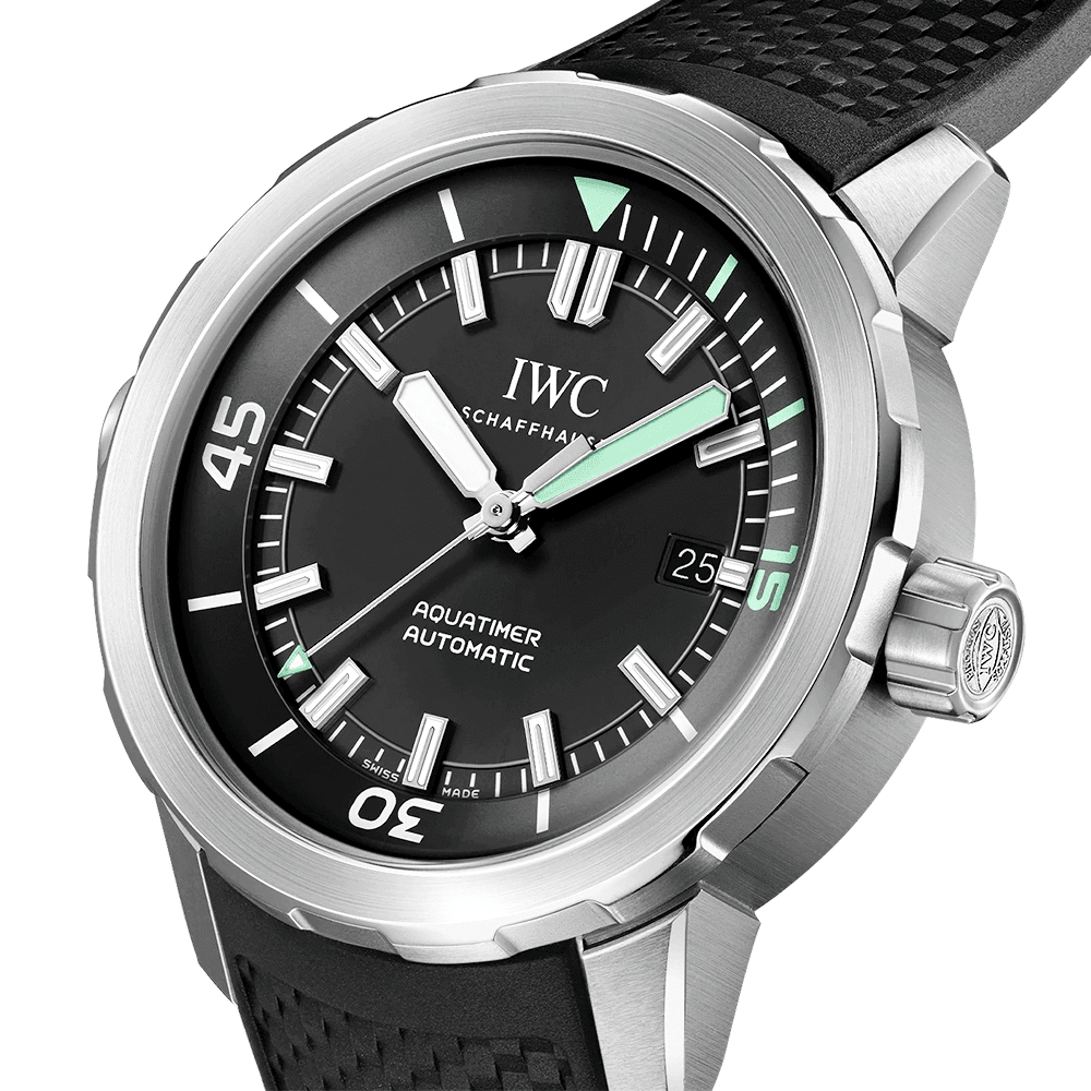 Aquatimer 42mm Black Dial Men's Automatic Rubber Strap Watch