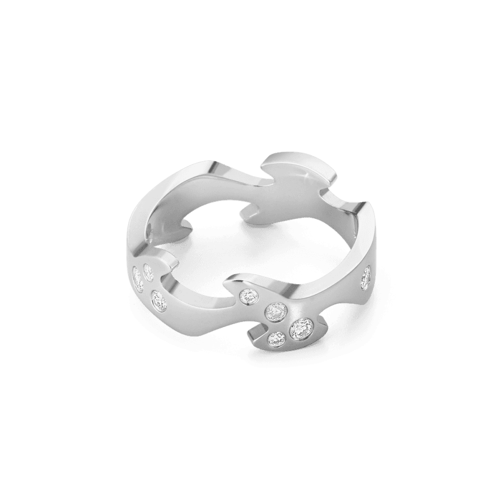 18ct White Gold Diamond Set Fusion Centre Ring