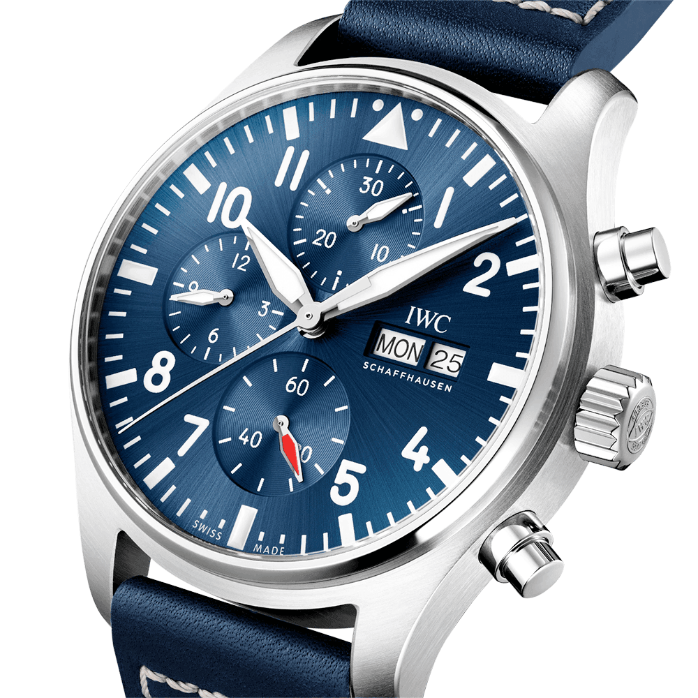 Pilot's 43mm Blue Dial Chronograph Leather Strap Watch
