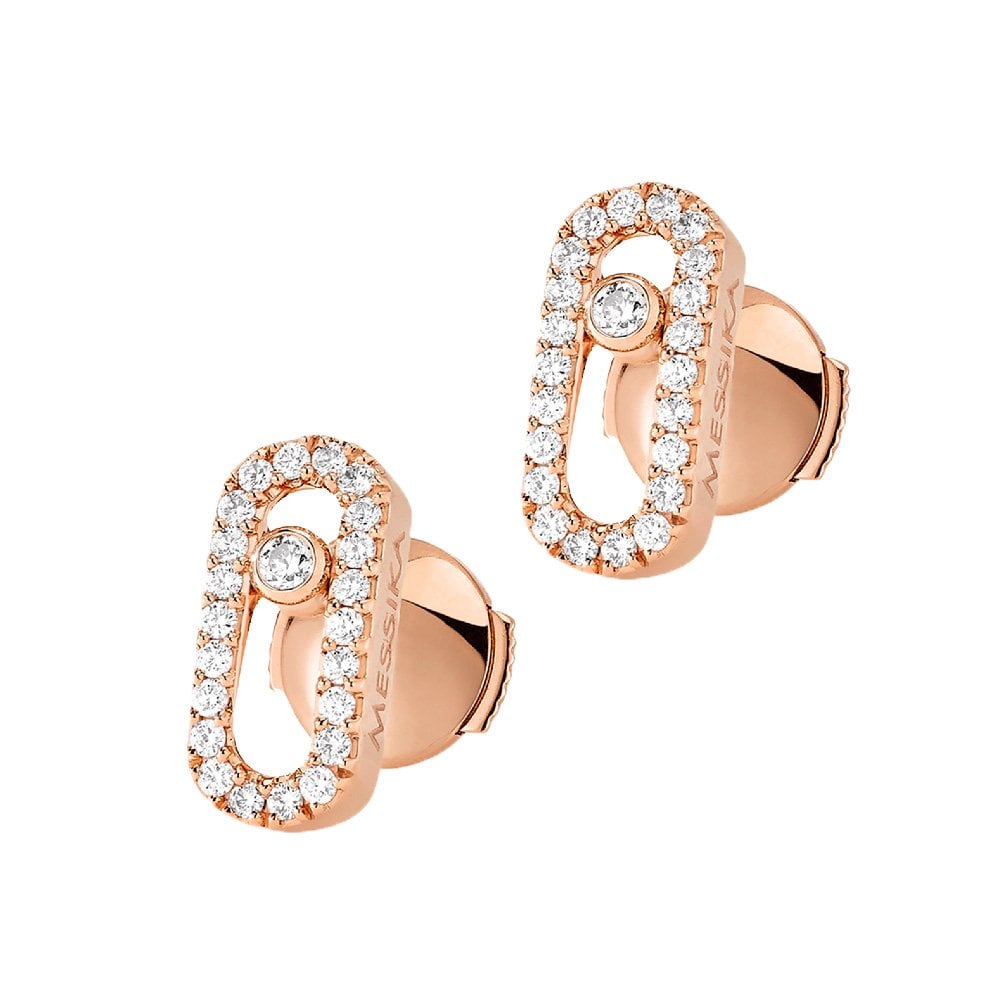 Move Uno 18ct Pink Gold Diamond Earrings