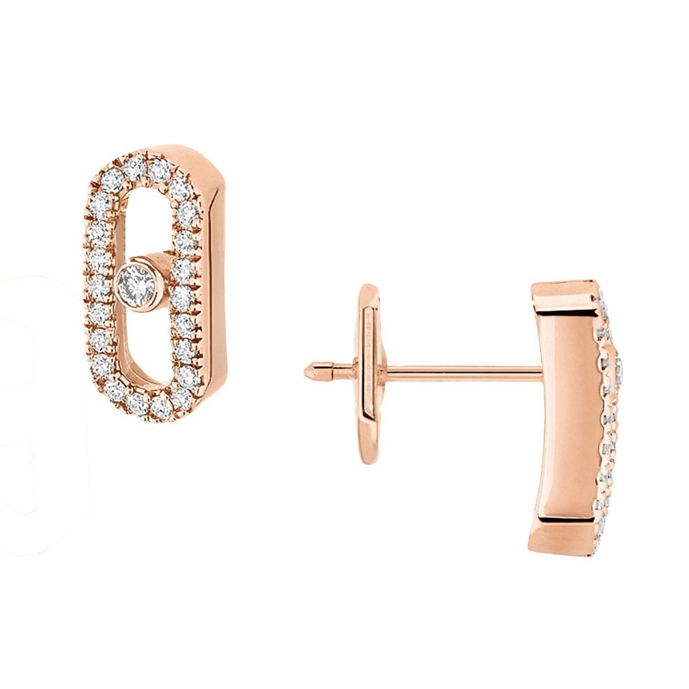 Move Uno 18ct Pink Gold Diamond Earrings