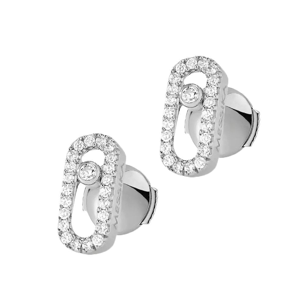 Move Uno 18ct White Gold Diamond Earrings