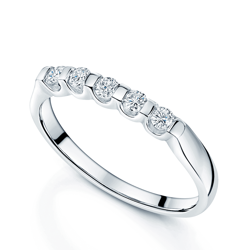 Platinum Round Brilliant Cut Five Stone Diamond Eternity Ring