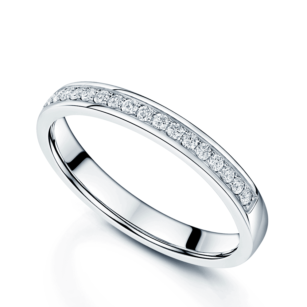 Platinum Round Brilliant Cut Diamond Stone Half Eternity Ring