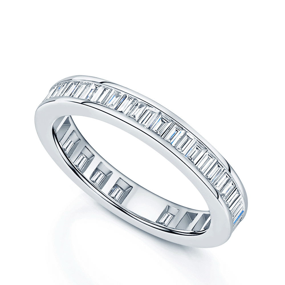 18ct White Gold Baguette Cut Full Diamond Eternity Ring