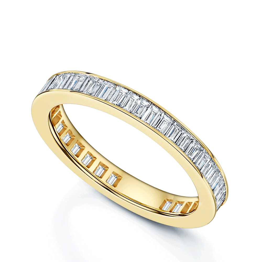 18ct Yellow Gold Baguette Cut Full Diamond Channel Set Eternity Ring