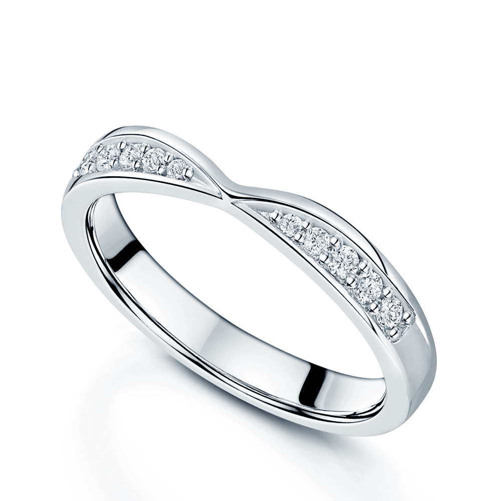 Platinum Round Brilliant Cut Diamond Twist Design Eternity Ring