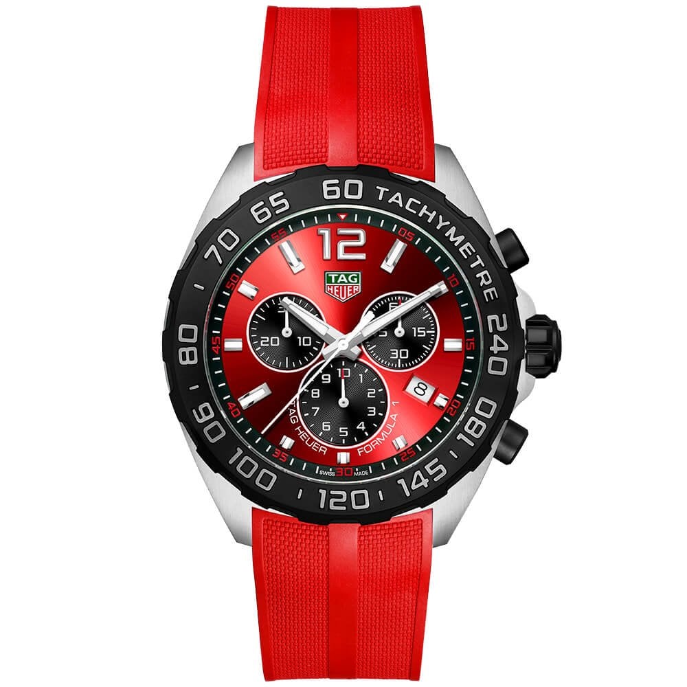 Formula 1 43mm Red Dial Men's Rubber Strap Chronograph Watch