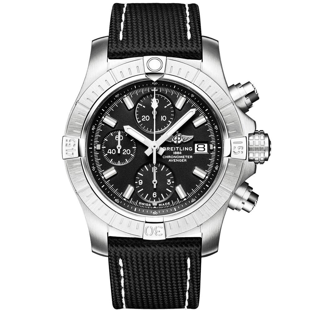 Avenger 43mm Black Dial Automatic Chronograph Strap Watch