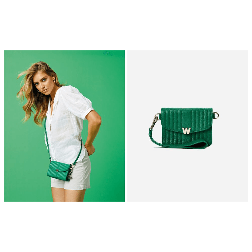 Mimi Mini Forest Green Bag With Wristlet & Lanyard