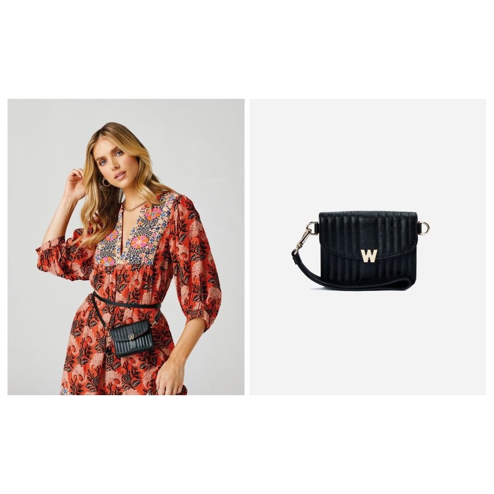 Mimi Mini Black Bag With Wristlet And Lanyard