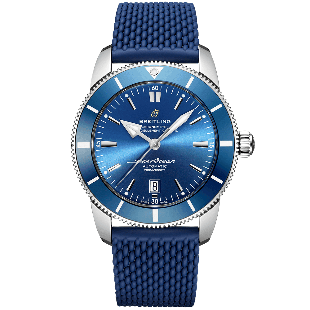 Superocean Heritage 46mm Blue Dial & Bezel Rubber Strap Watch