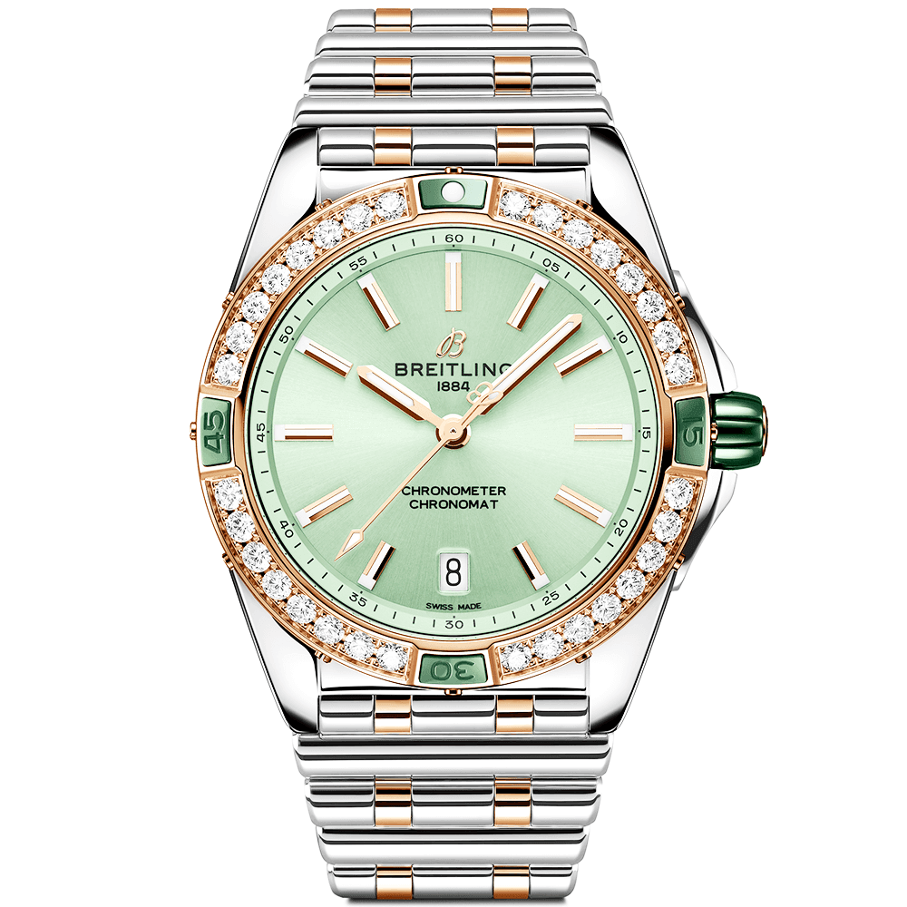 Super Chronomat 38mm Mint Green Dial Two-Tone Bracelet Watch