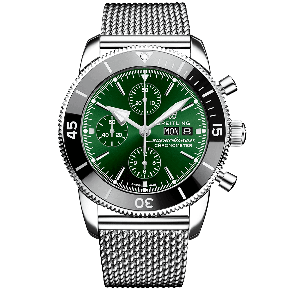 Superocean Heritage II 44mm Green Dial Day/Date Bracelet Watch