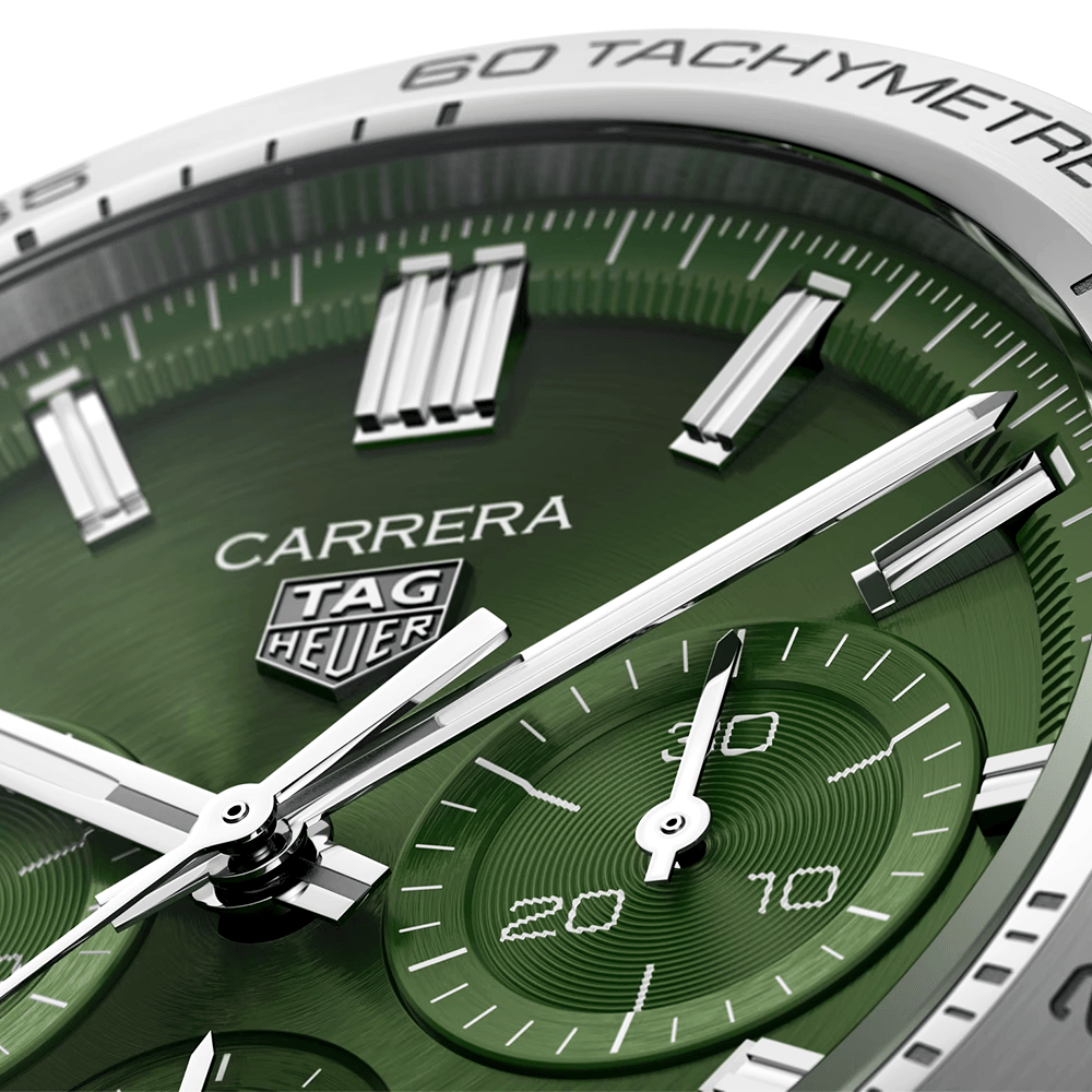 Carrera 44mm Green Dial Automatic Chronograph Bracelet Watch