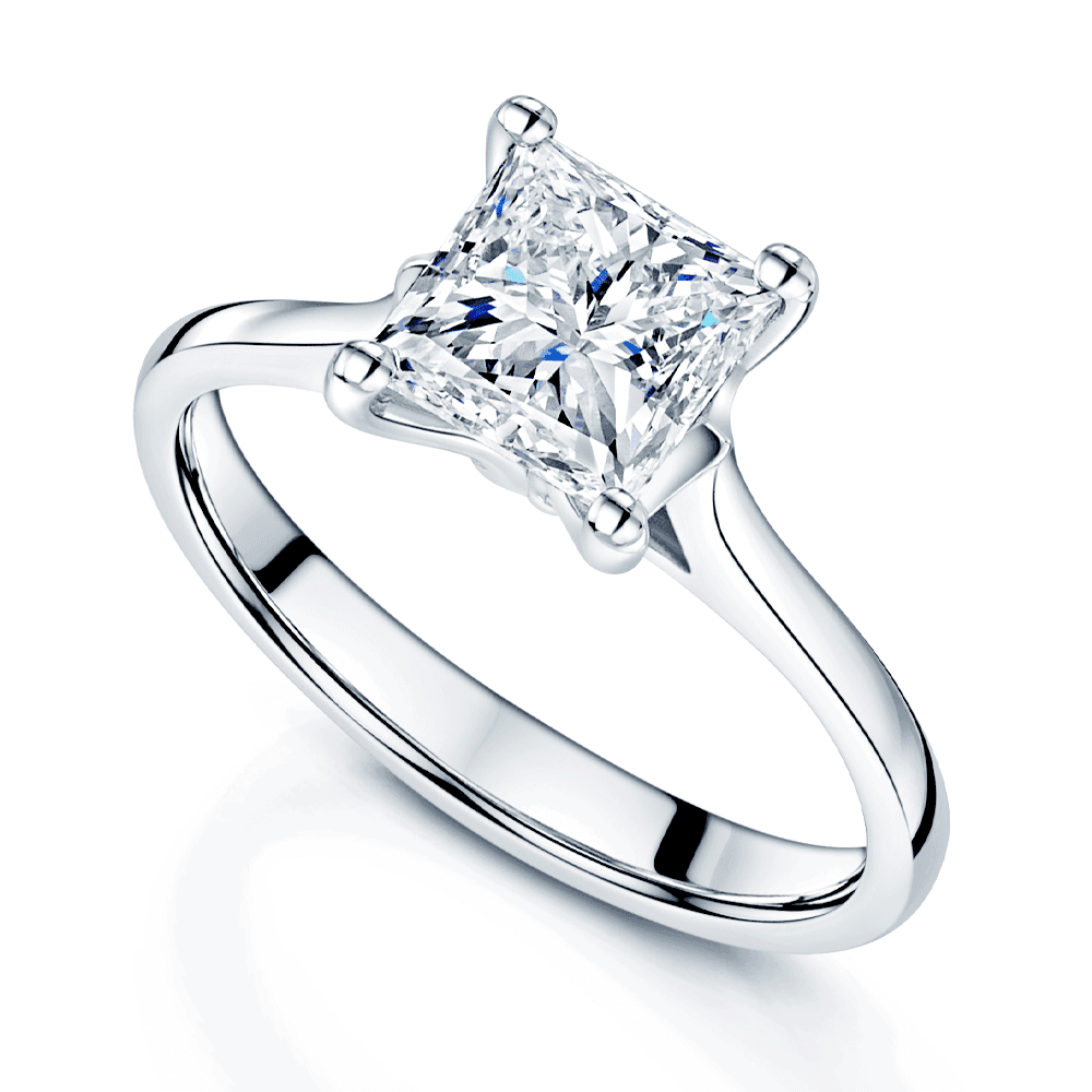 Platinum GIA Certificated 1.50 Carat Princess Cut Solitaire Diamond Ring