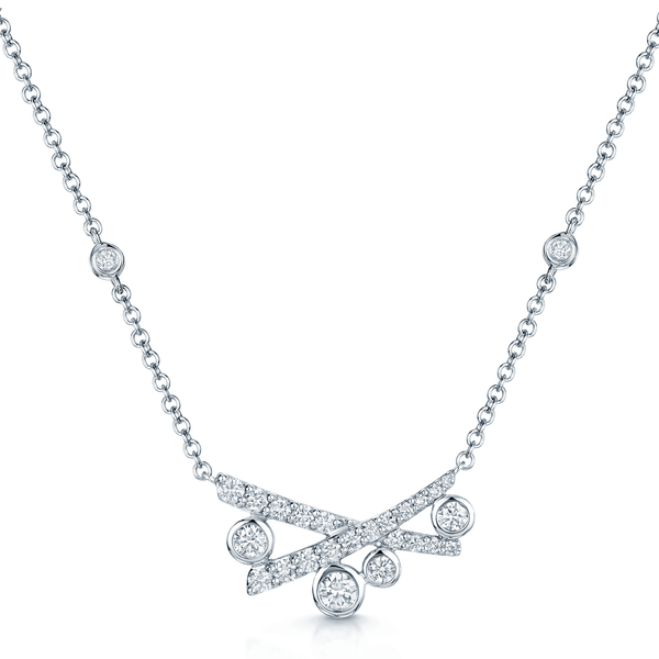 Berry's 18ct White Gold Round Brilliant Cut Diamond Fancy Crossover Pendant - Berry's Jewellers