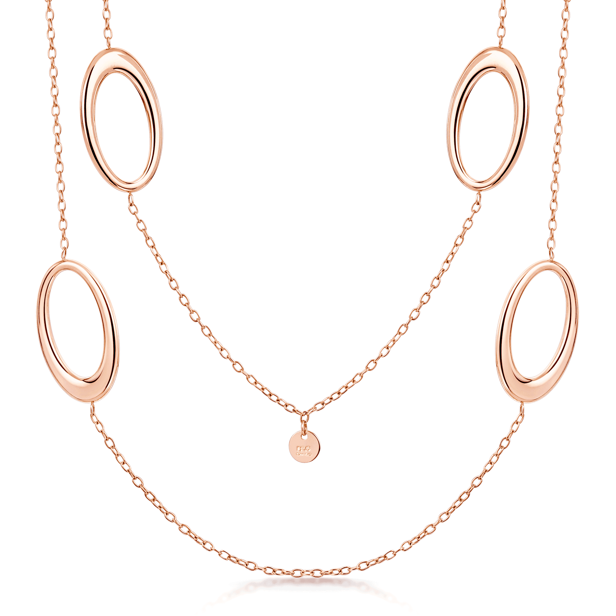 18ct Rose Gold Ellipse Collection Six Open Link Necklace
