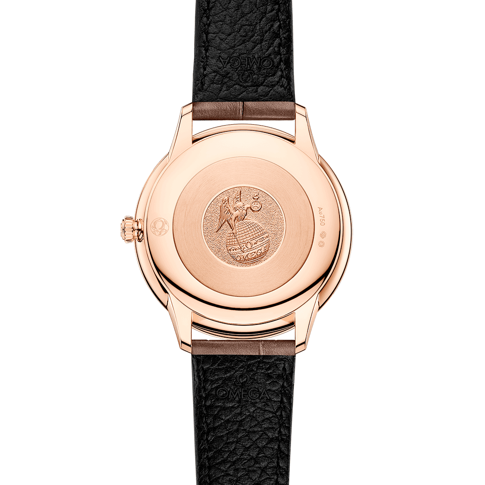 De Ville Prestige 30mm 18ct Rose Gold Diamond Dial Strap Watch