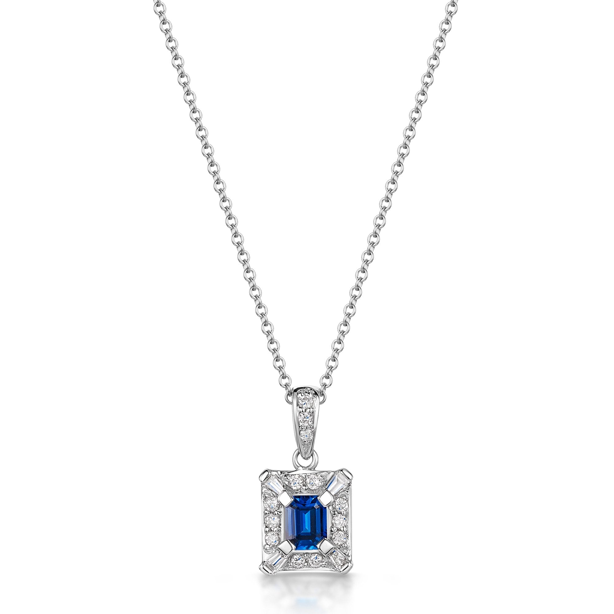 18ct White Gold Blue Sapphire & Diamond Cluster Fancy Design