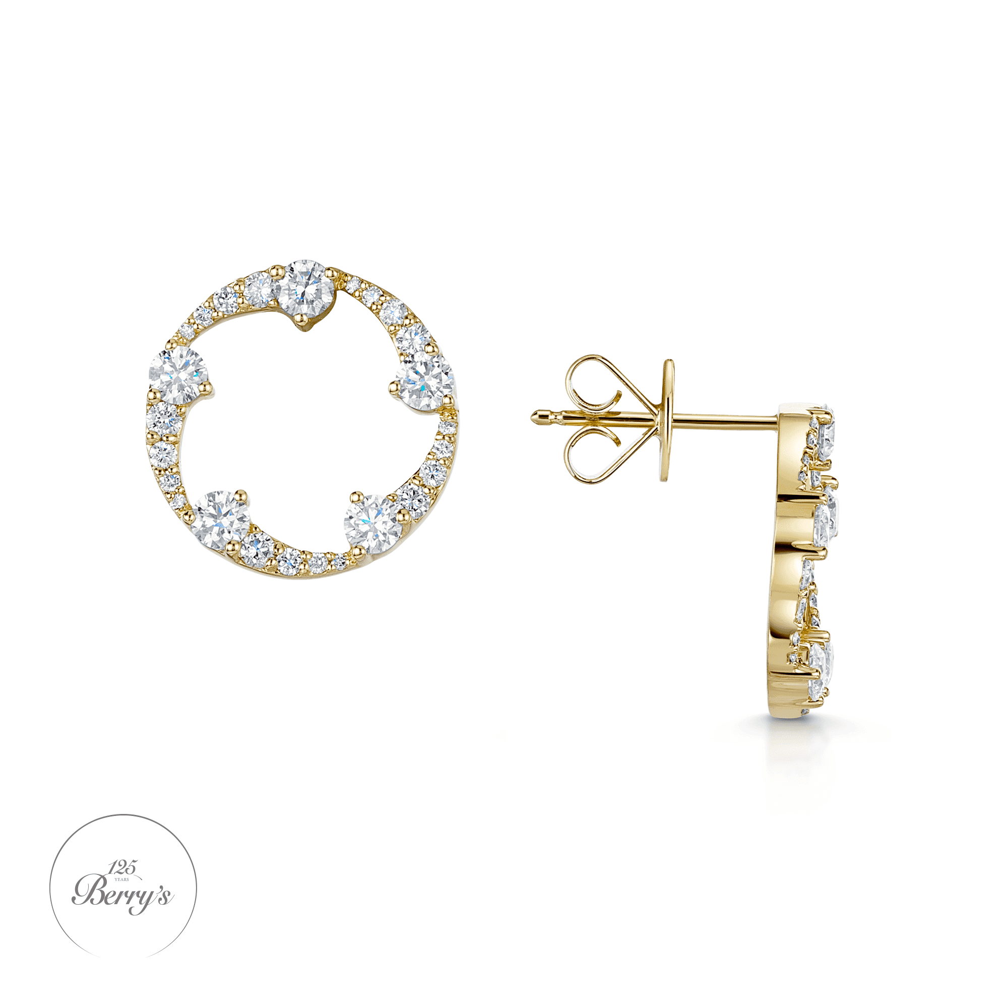 OPEIA Collection 18ct Yellow Gold Diamond Fancy Circle Stud Earrings