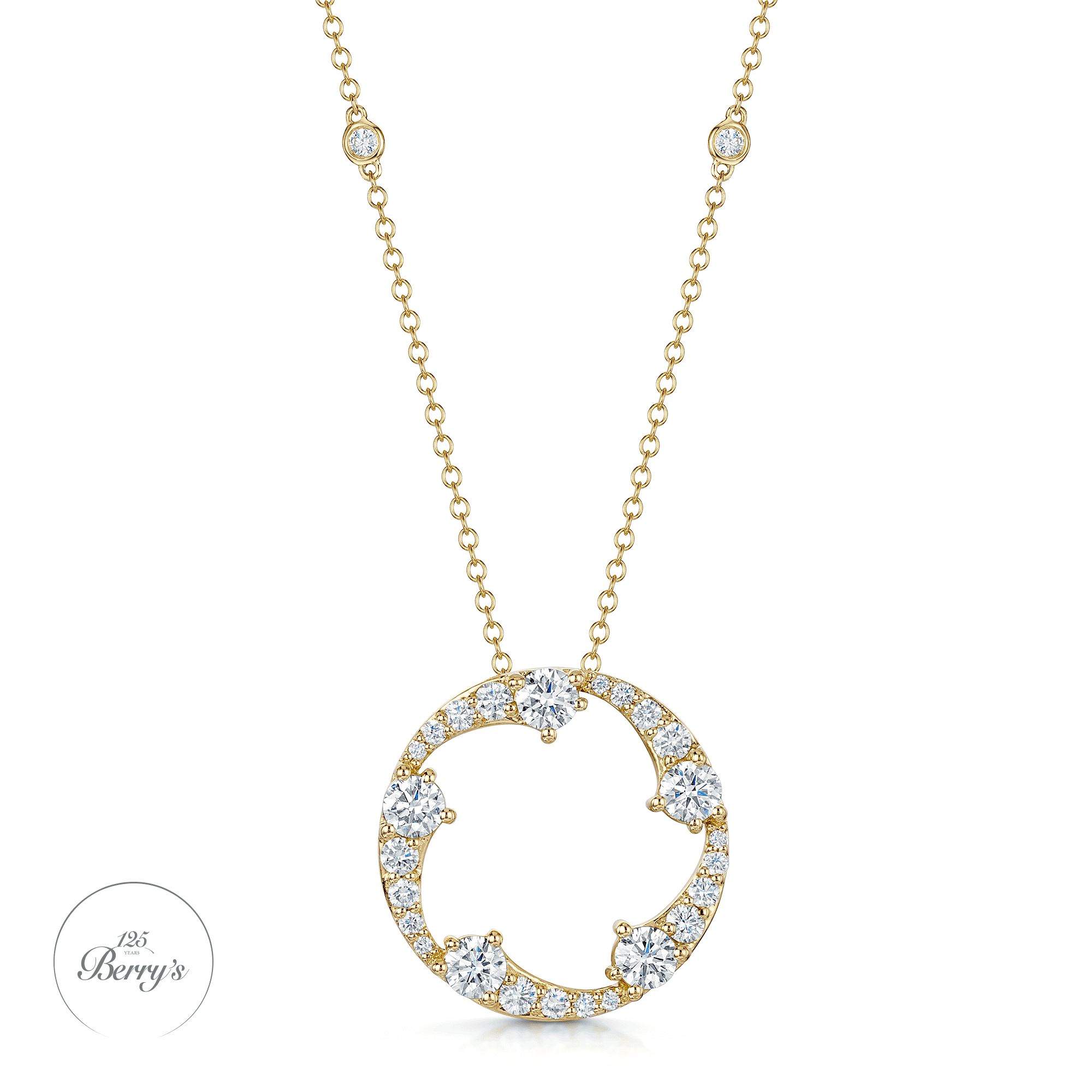 OPEIA Collection 18ct Yellow Gold Diamond Fancy Large Circle Pendant With Chain