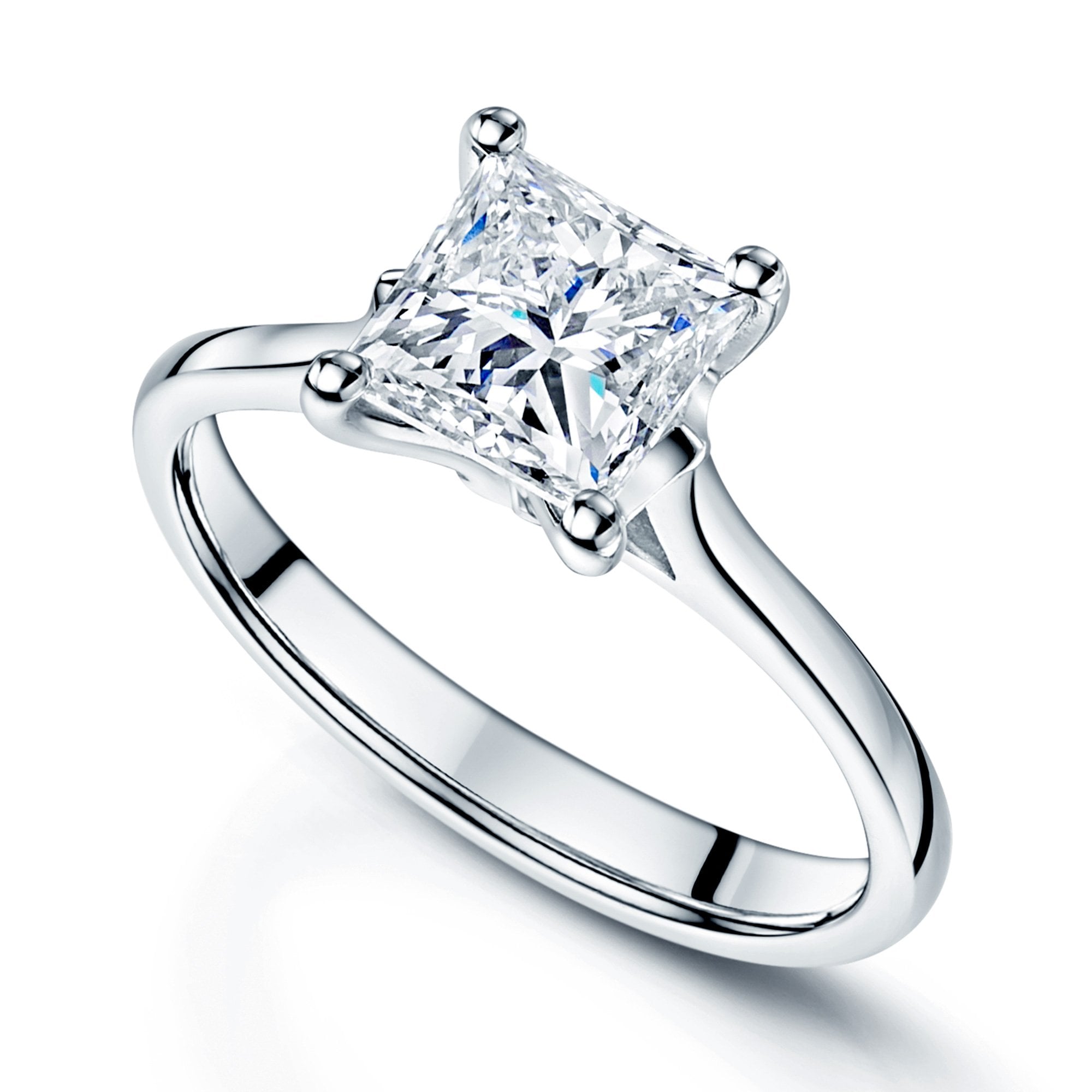 Platinum GIA Certificated Princess Cut Diamond Solitaire Ring