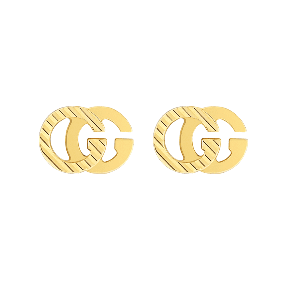 GG Running 18ct Yellow Gold GG Patterned Stud Earrings