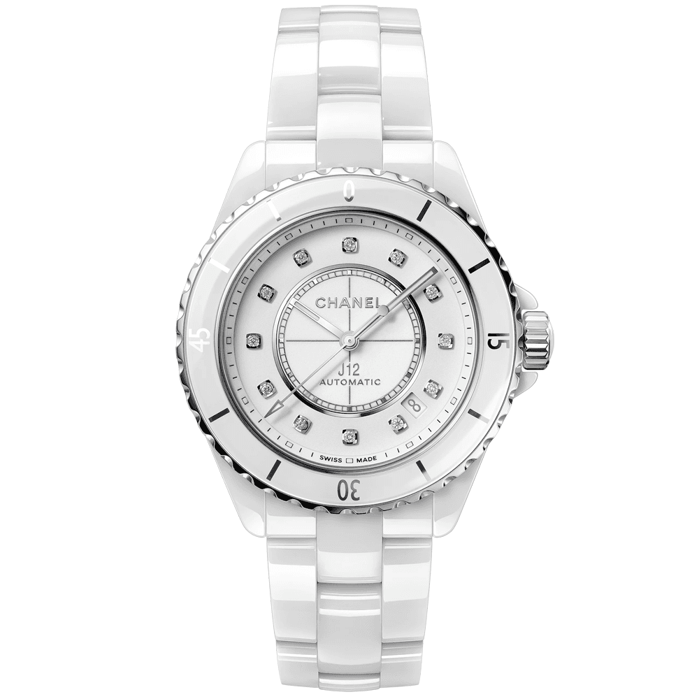 CHANEL J12 38mm White Ceramic Diamond Dial Automatic Watch