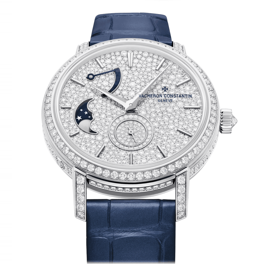 Traditionnelle Moon Phase 18ct White Gold Strap Watch