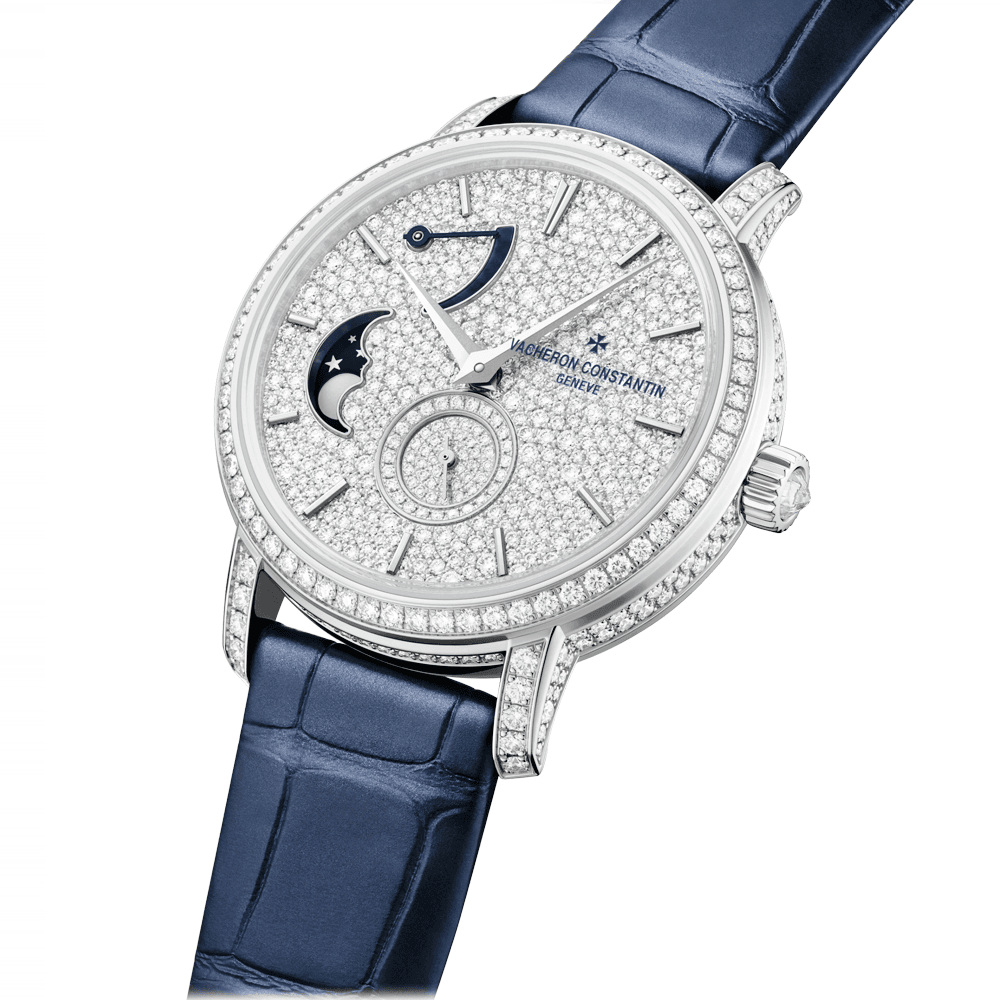 Traditionnelle Moon Phase 18ct White Gold Strap Watch