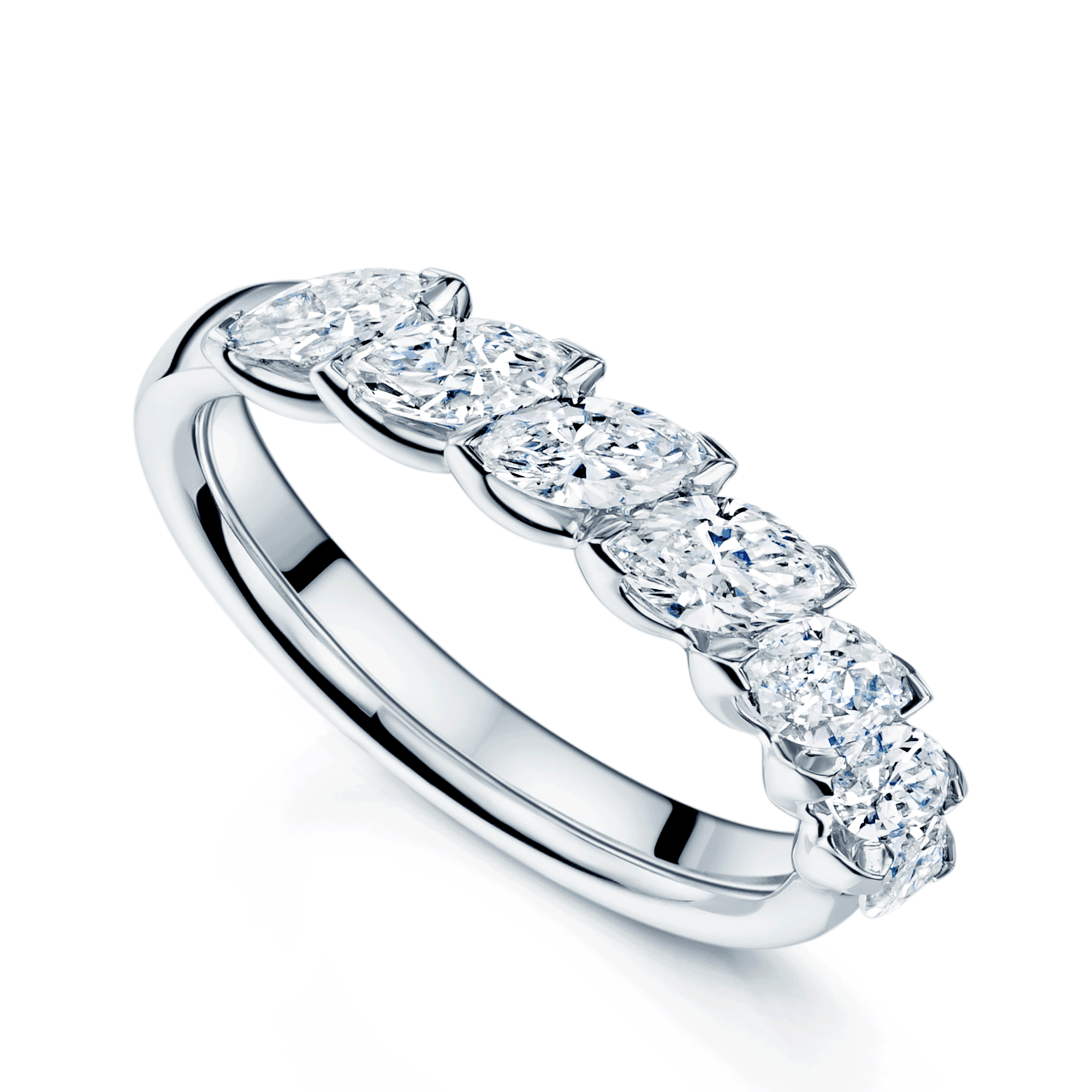 Platinum Marquise Cut Diamond Seven Stone Half Eternity Ring