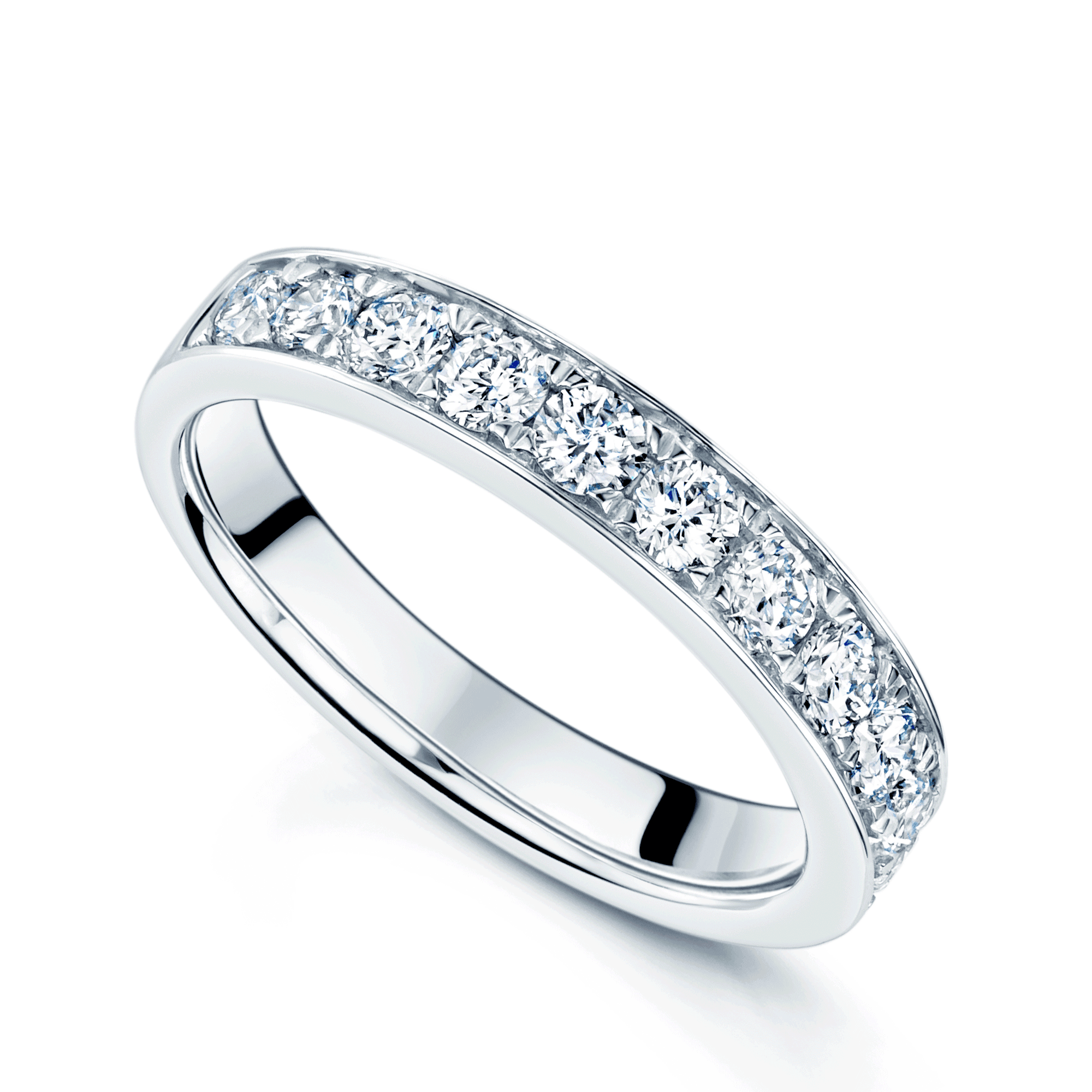 Platinum Round Brilliant Cut Diamond Half Eternity Ring