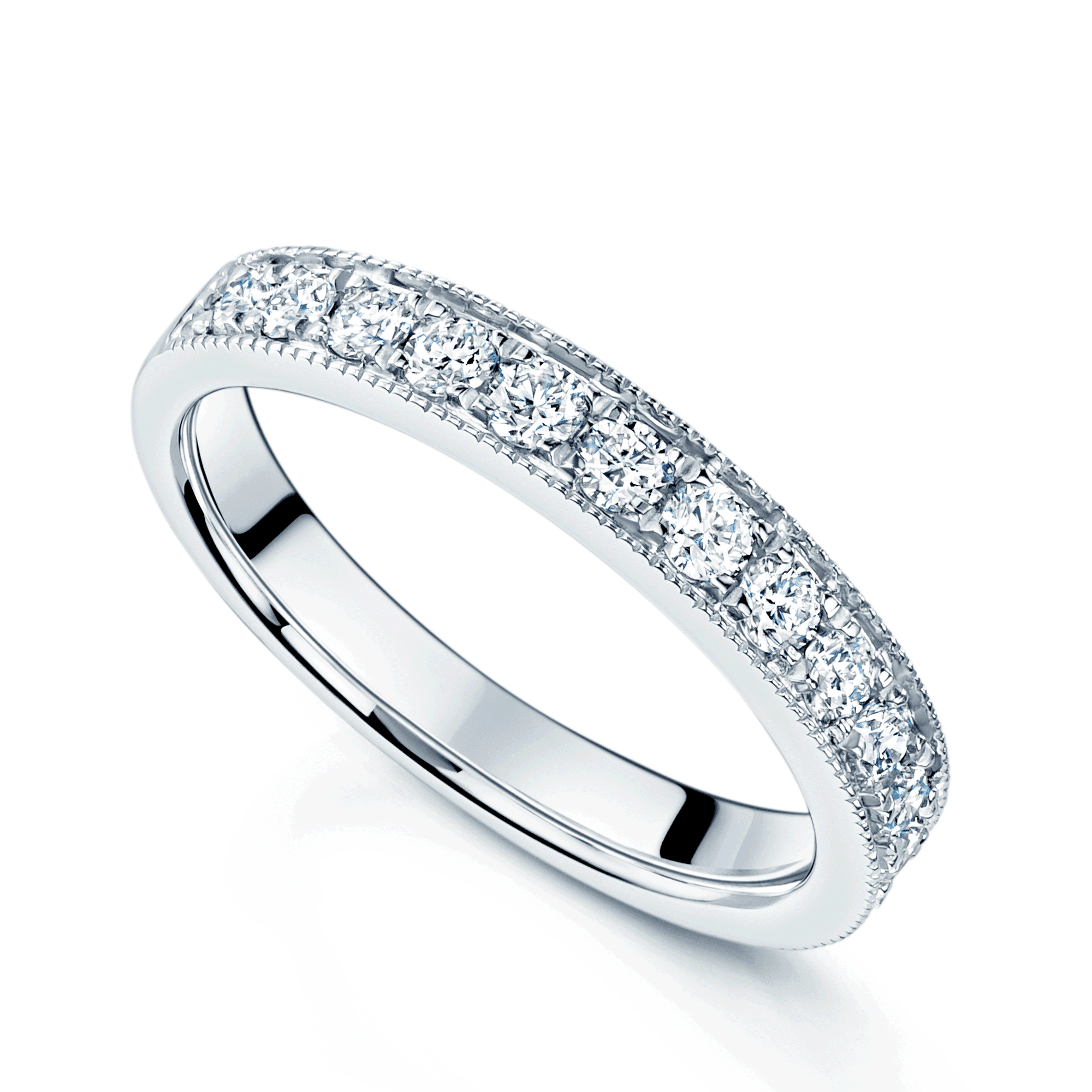 Platinum Claw Set Round Brilliant Cut Diamond Eternity Ring