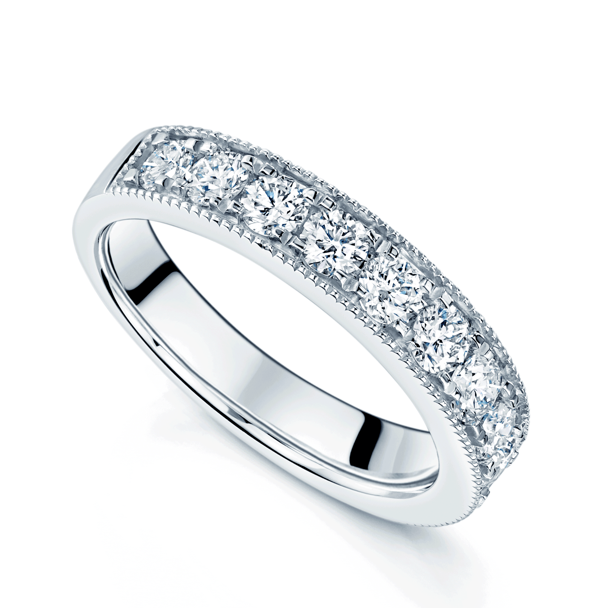 Platinum Milgrain Round Brilliant Cut Diamond Eternity Ring
