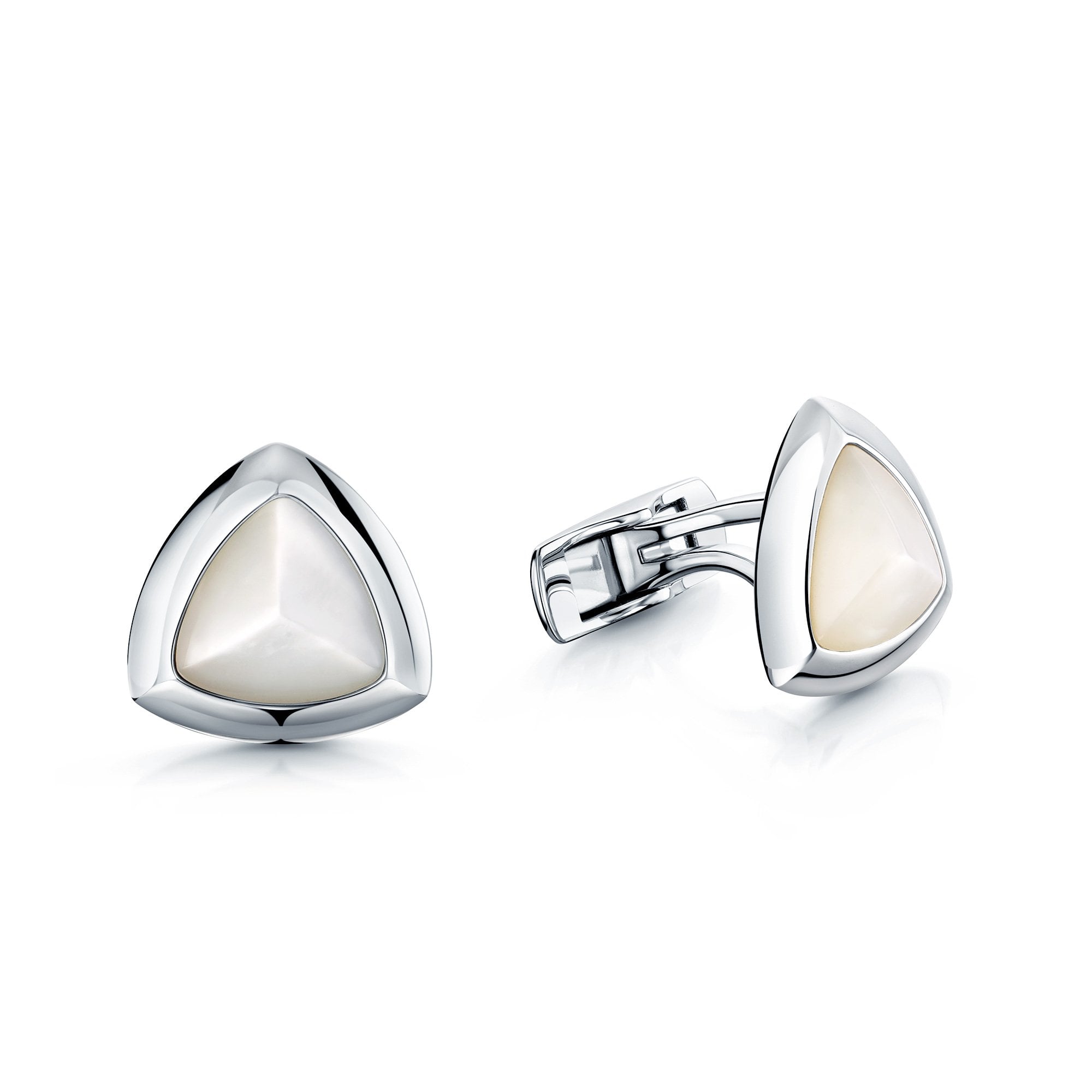 18ct White Gold Triangular Shaped Mother Of Pearl Cufflinks