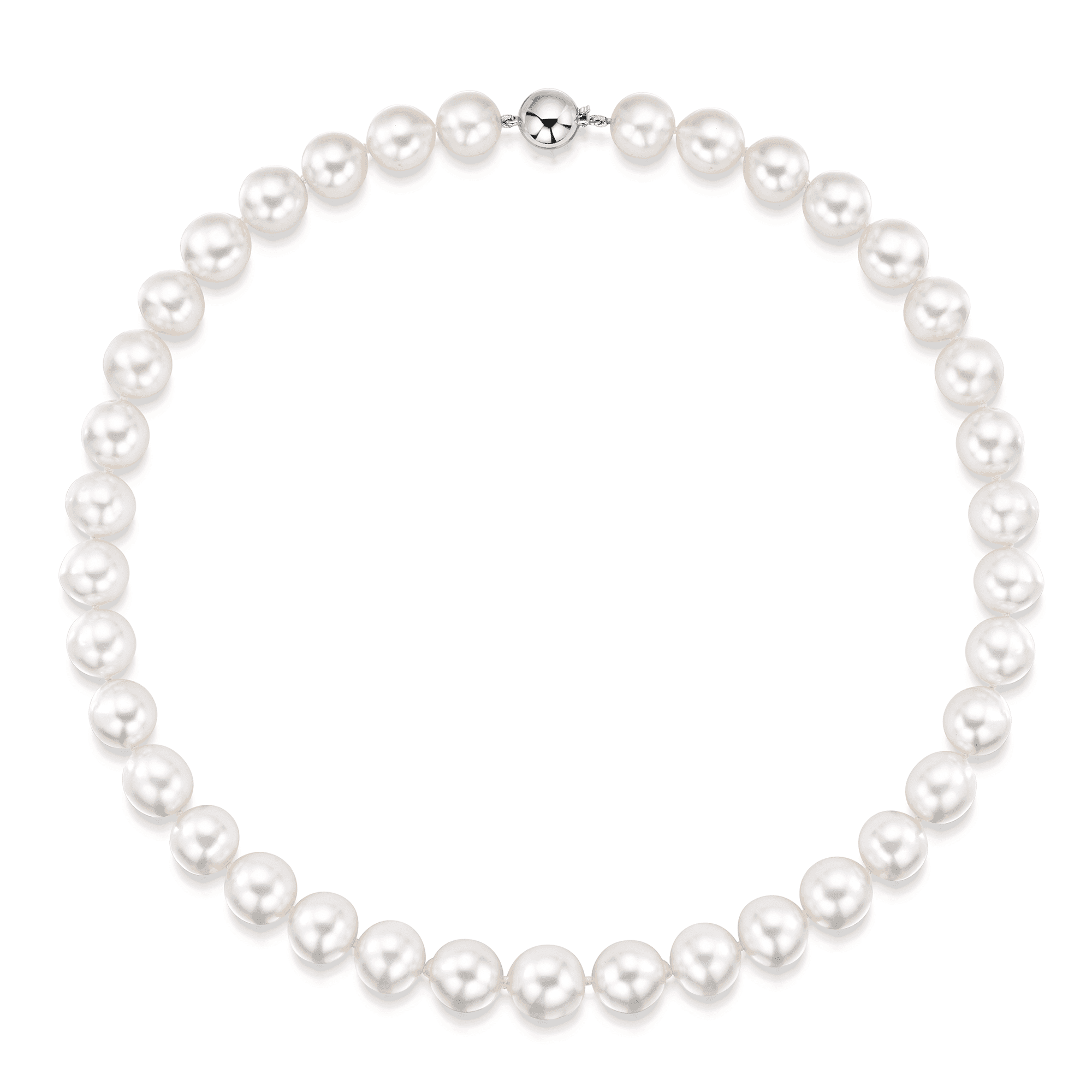 South Sea Graduated Pearl Necklet with 18ct White Gold Ball Clasp