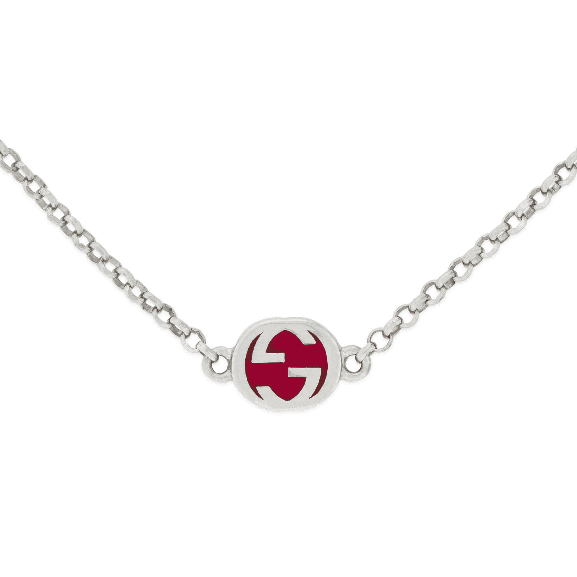 Interlocking Sterling Silver Coloured Enamel Design Necklace