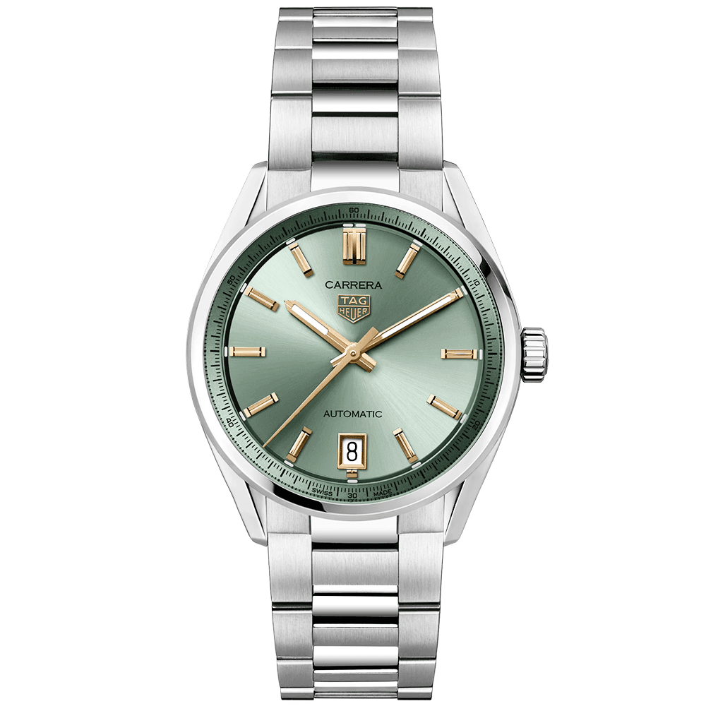 Carrera Date 36mm Green/Gold Dial Ladies Automatic Bracelet Watch