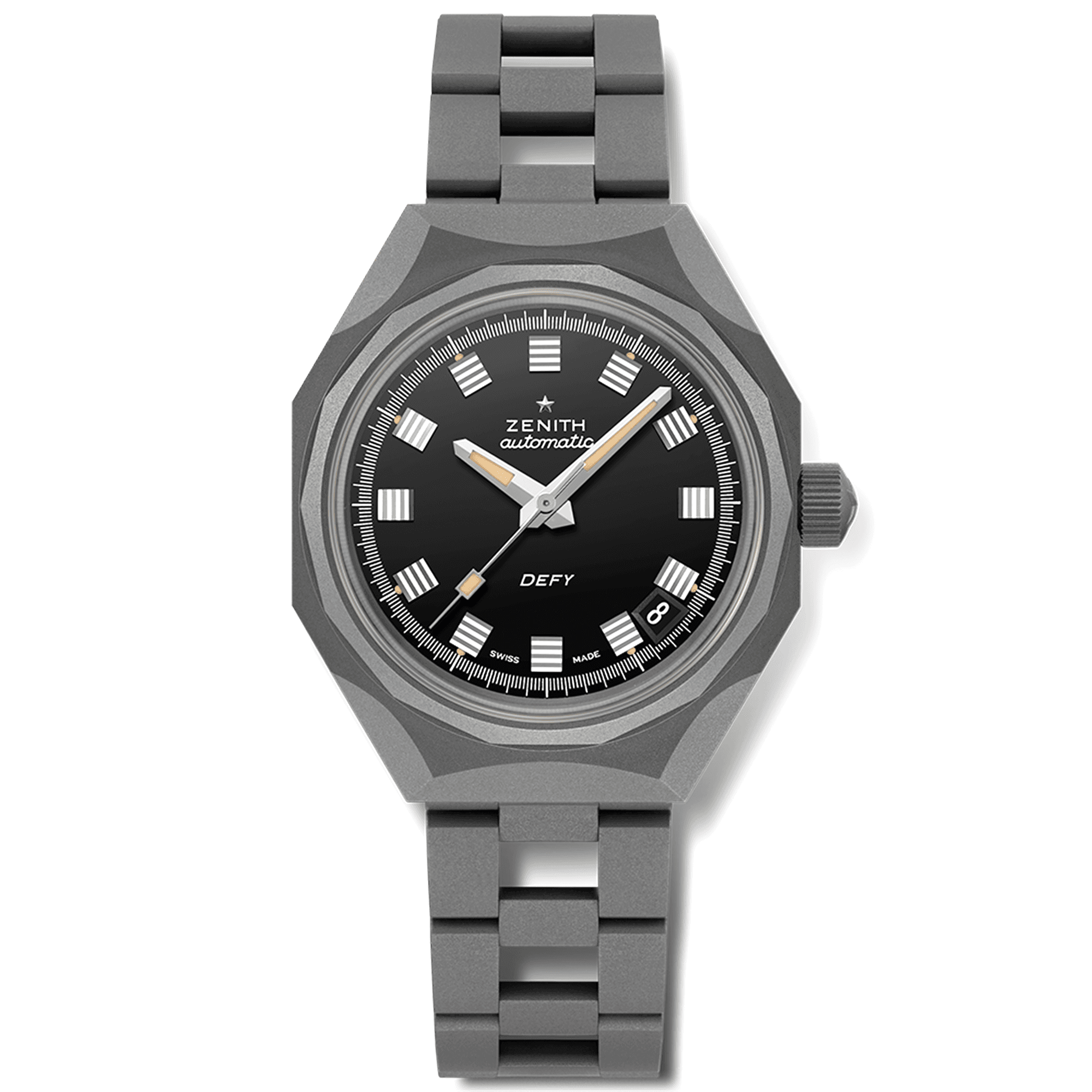 DEFY Revival Shadow 37mm Titanium Black Dial Automatic Bracelet Watch