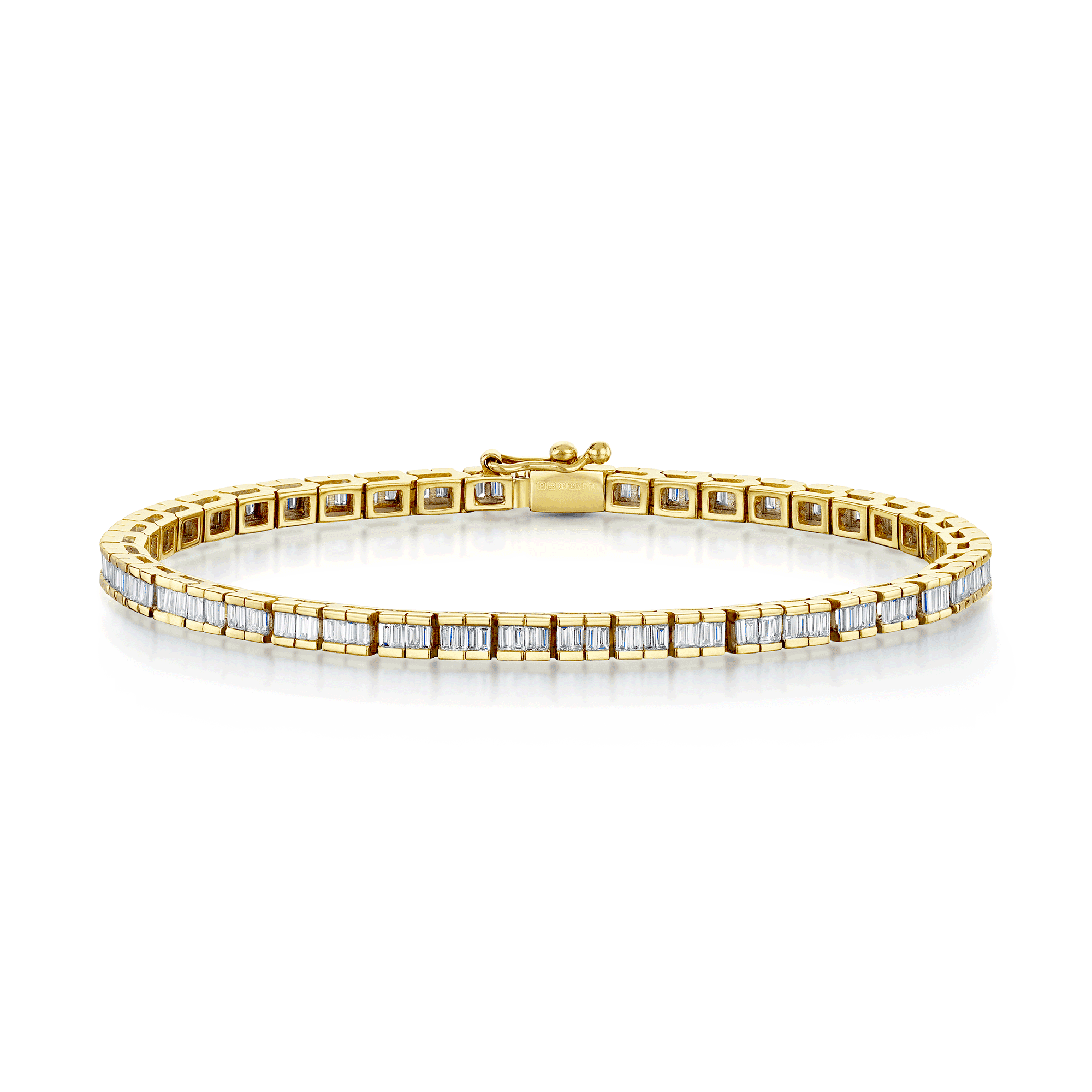 18ct Yellow Gold Baguette Diamond Channel Set Line Bracelet