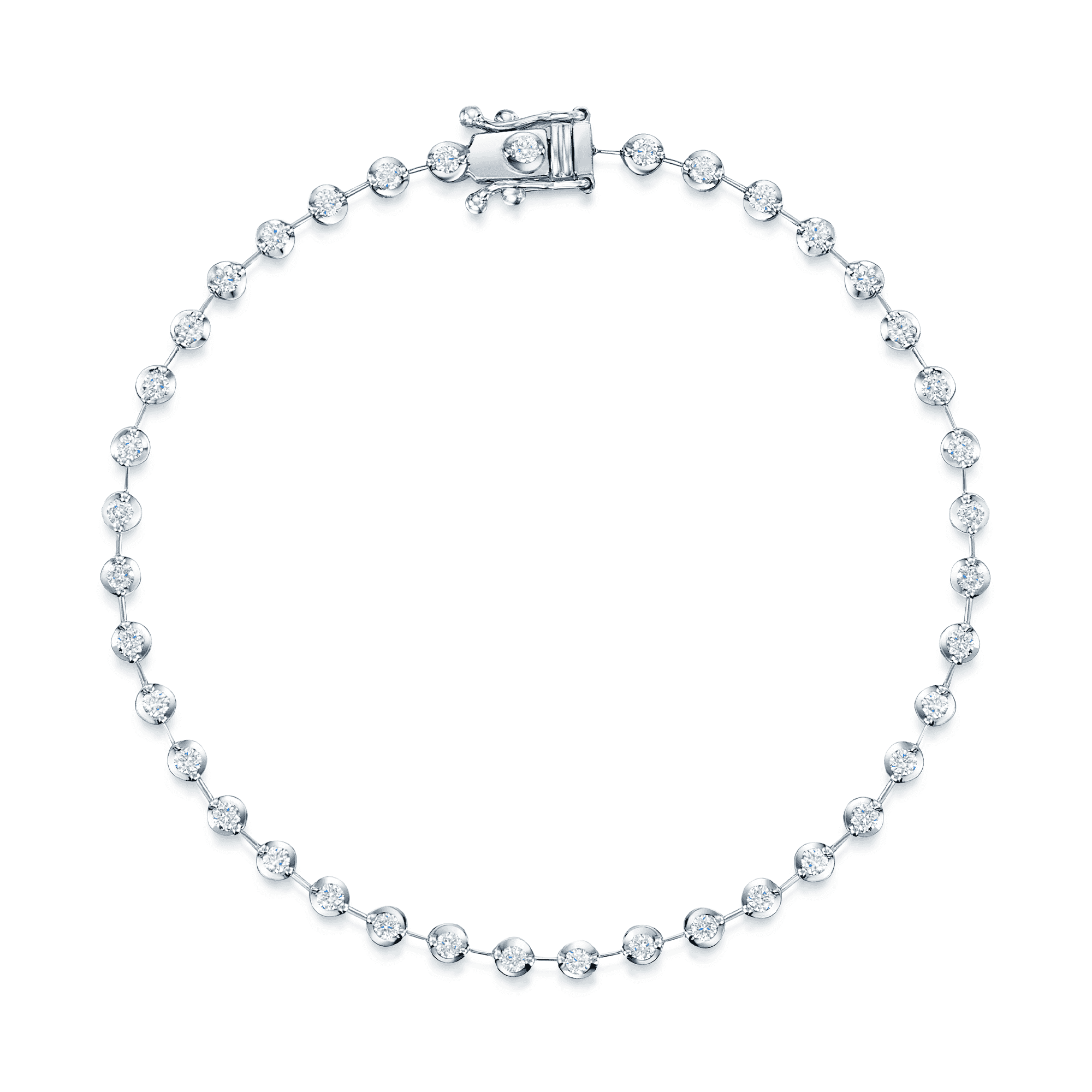 18ct White Gold Round Brilliant Cut Diamond Bar Link Bracelet