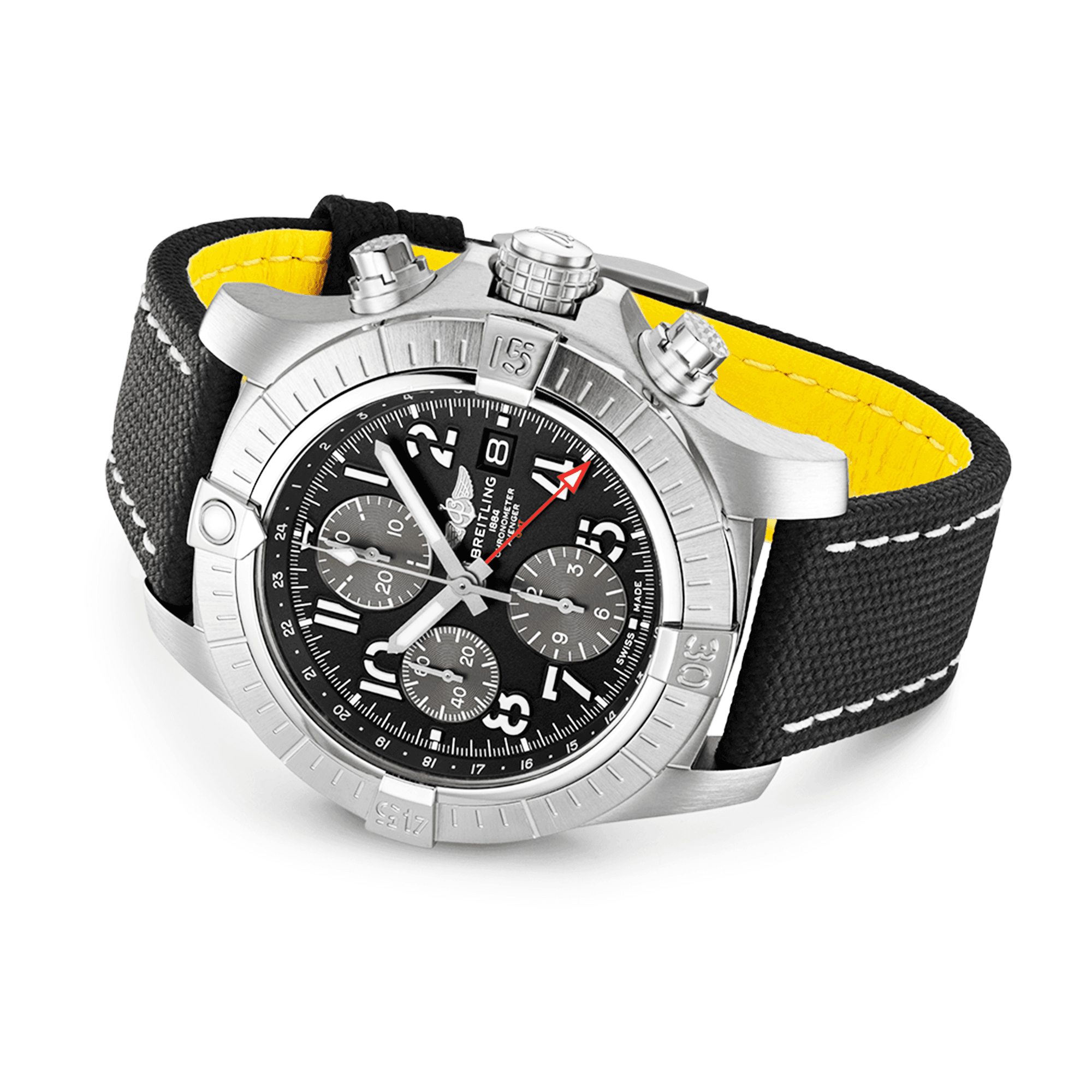 Avenger GMT 45mm Black/Grey Dial Automatic Chronograph Strap Watch