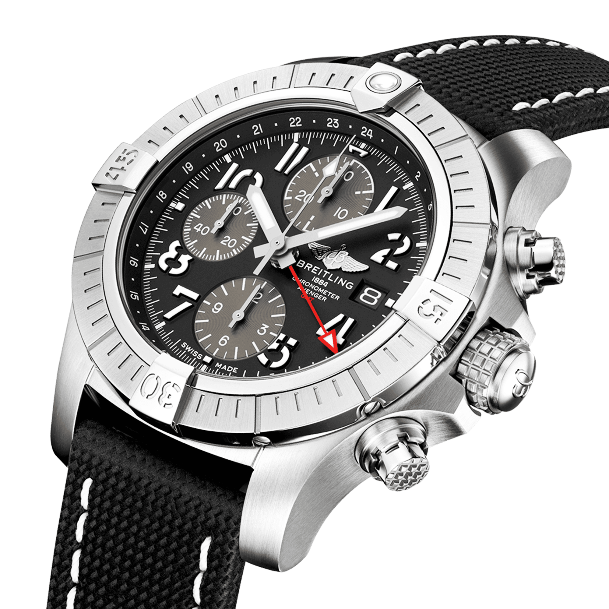 Avenger GMT 45mm Black/Grey Dial Automatic Chronograph Strap Watch