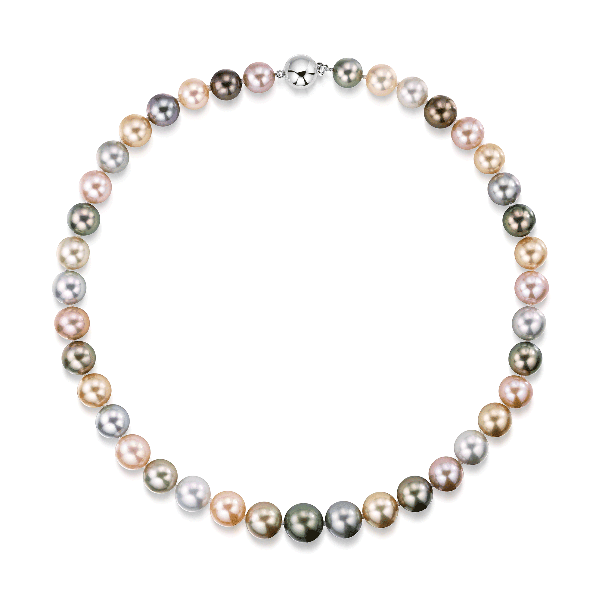 Natural Cultured Multi Coloured South Sea Pearl & Pink Fresh Water Peal Necklet