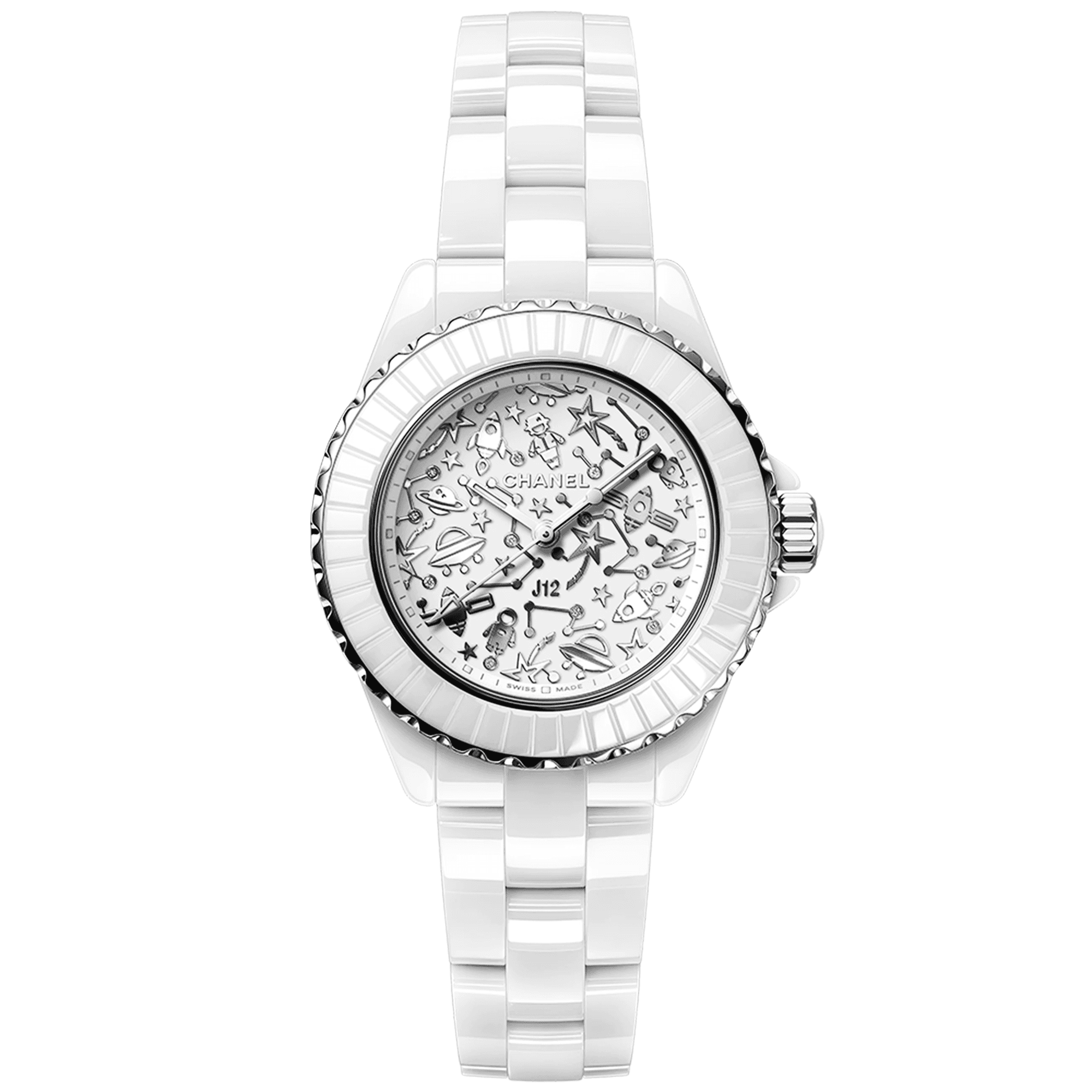 CHANEL J12 COSMIC 33mm White Ceramic Ladies Automatic Bracelet Watch