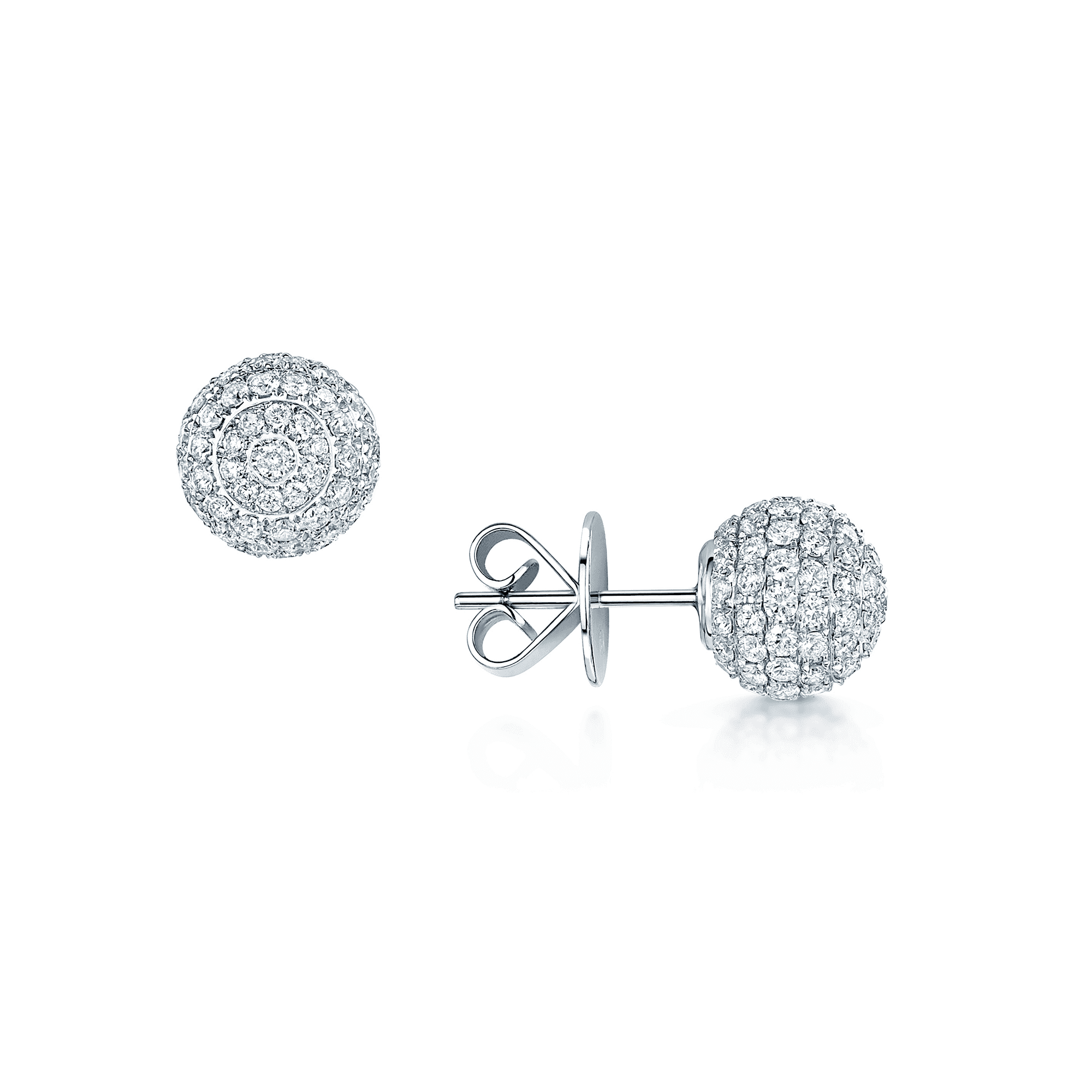18ct White Gold Pave Diamond Set Sphere Earrings With Detachable South Sea Pearls