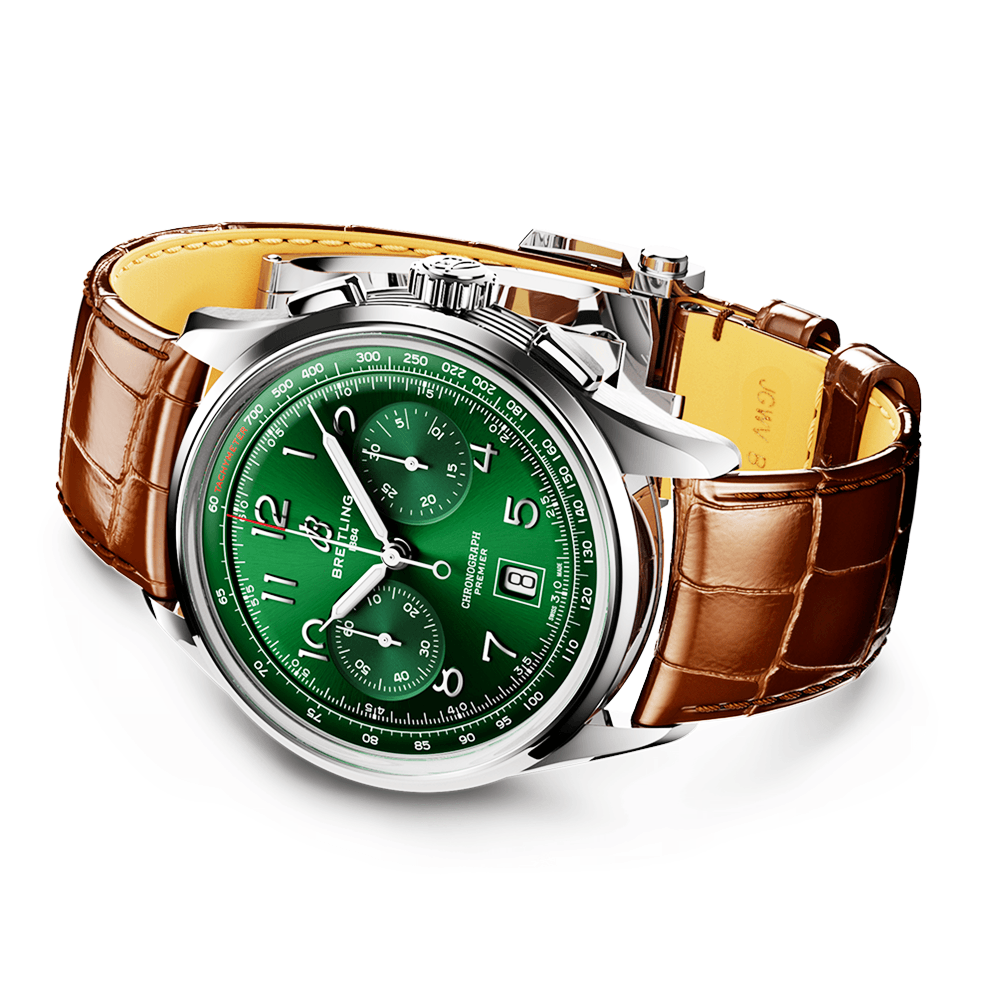 Premier B01 42mm Green Dial Mens Automatic Chronograph Strap Watch