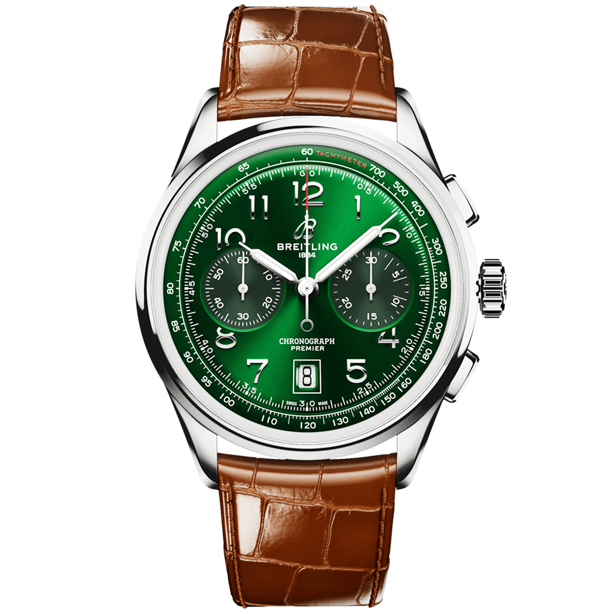 Premier B01 42mm Green Dial Mens Automatic Chronograph Strap Watch