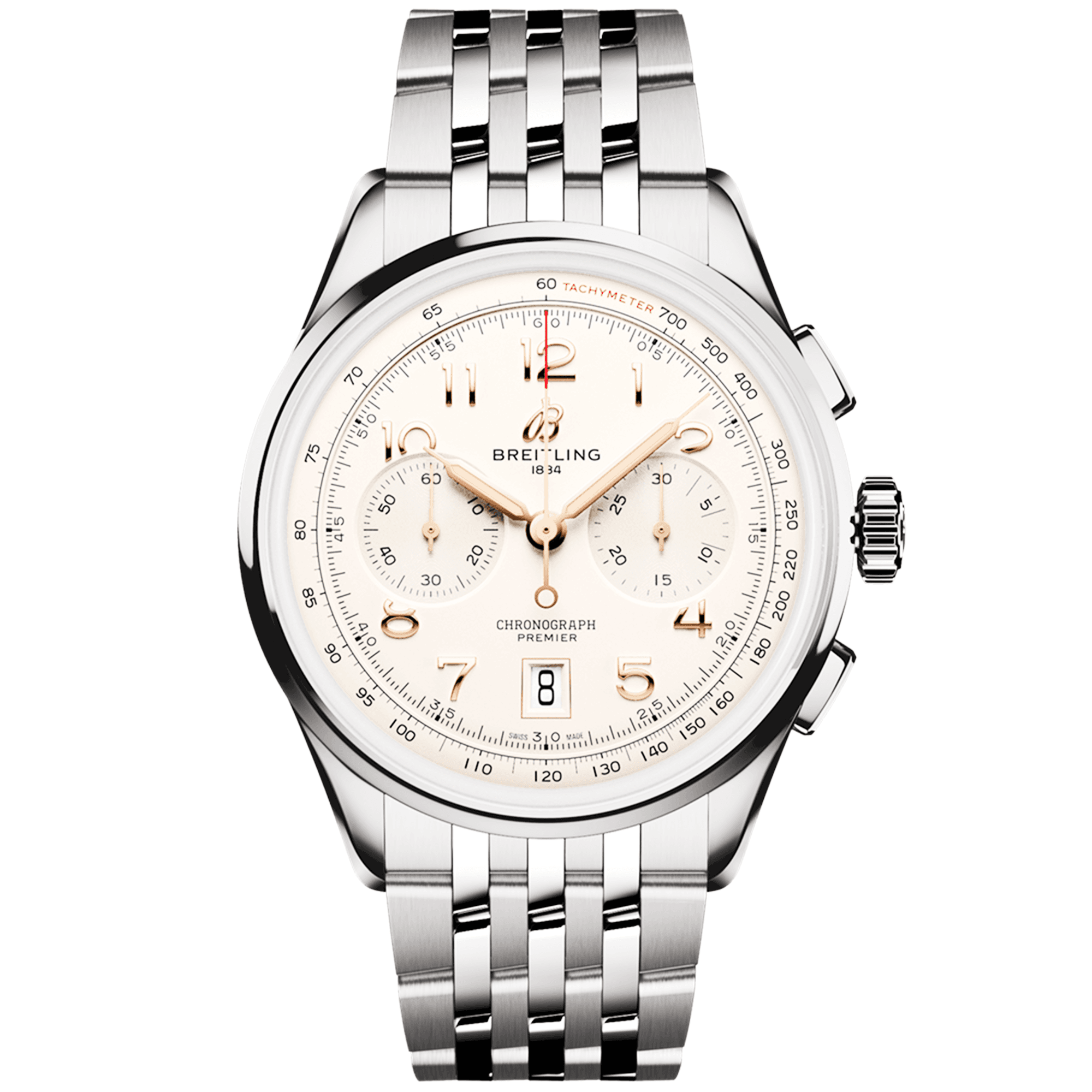 Premier B01 42mm Silver/Gold Dial Automatic Chronograph Bracelet Watch